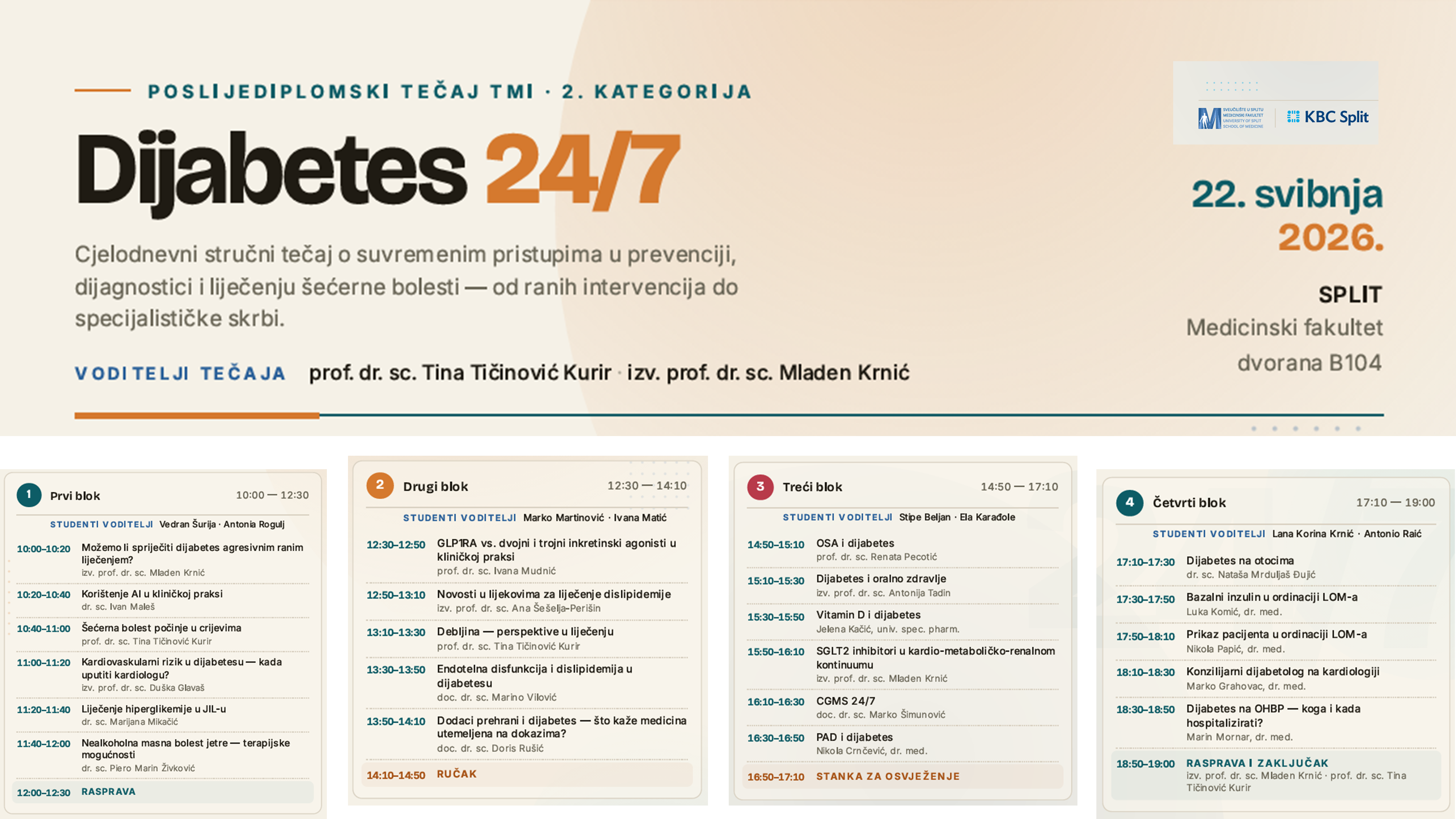 Poslijediplomski tečaj trajne medicinske izobrazbe 2. kategorije - Dijabetes 24/7